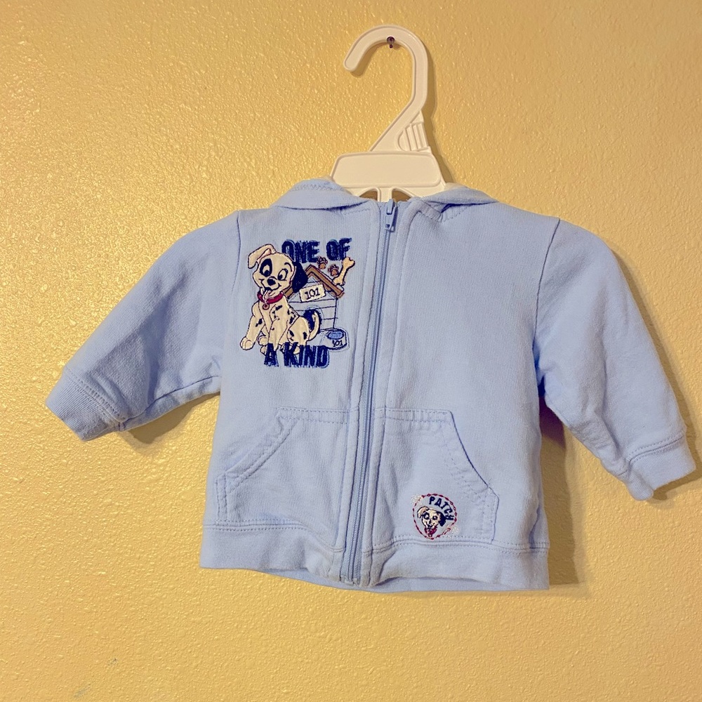 Disney, Infant's 3-6M,  hoodie, 101 Dalmatian, light blue zip up